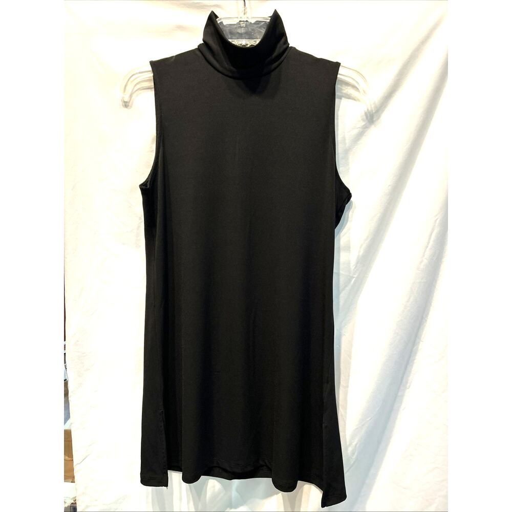 Lauren Ralph Lauren Sz Med Black Mock Neck Sleeveless Tunic Dress Minimalist